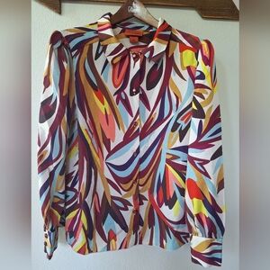 Missoni For Target Womens Lightweight Retro Colorful Button Front Blouse Size L